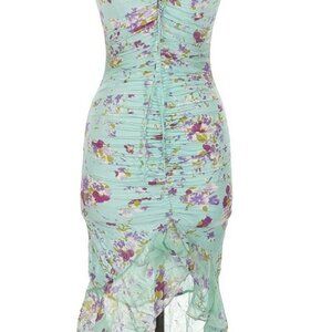 Ungaro Fuchsia Y2K Size 8 Pale Blue Mint Tight Fit Floral Slinky Midi Dress